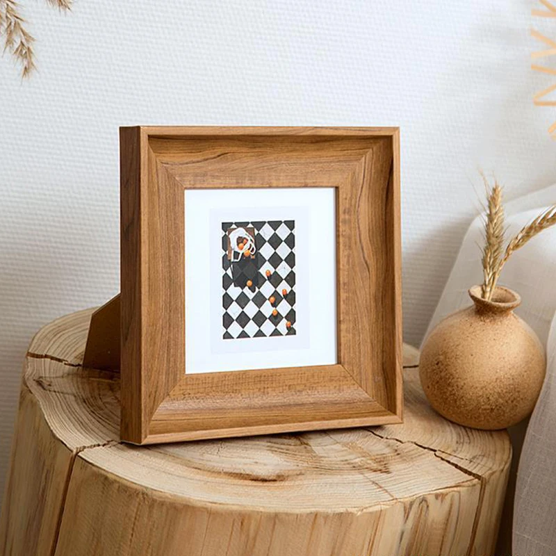 

6-inch Square Wood Photo Frame Ornaments Photo Frame Wall Hanging Creative Picture Frame Horizontal And Vertical Home Decoration