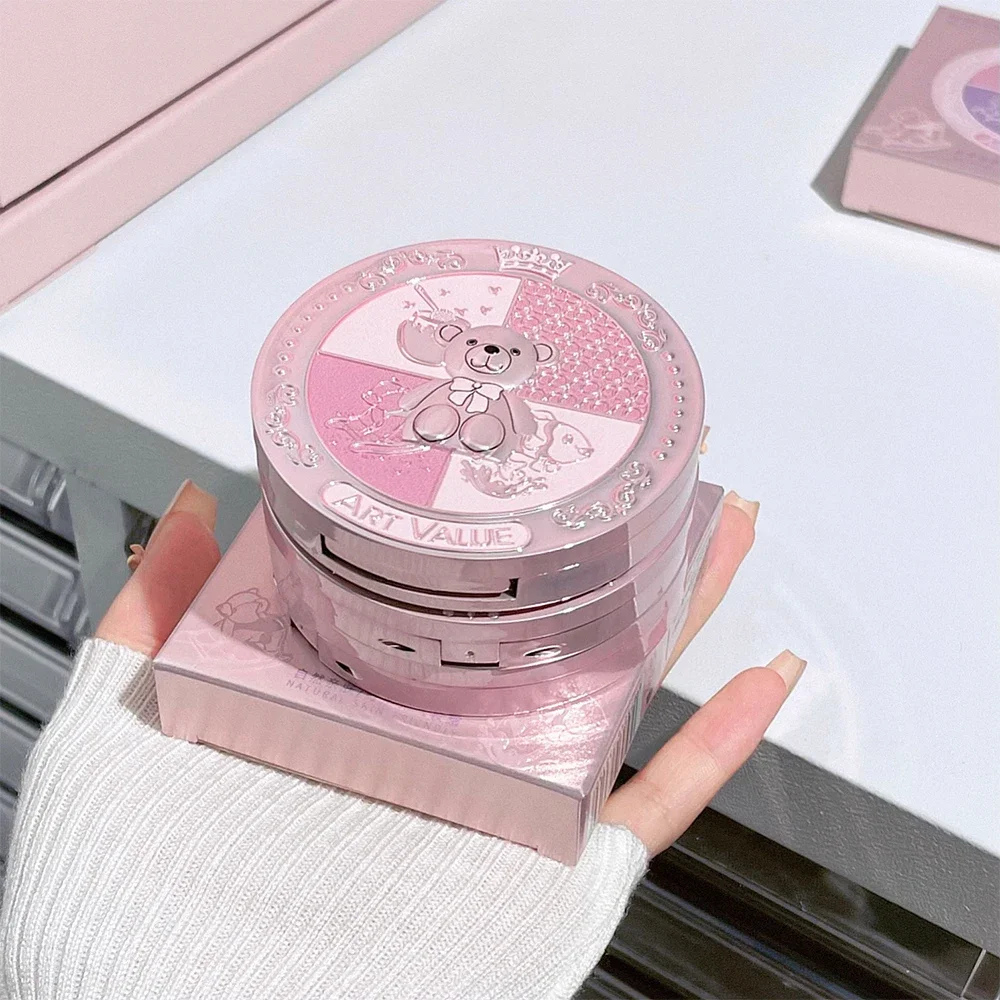 قيمة الفن الجديدة الدب فارس ثلاثة ألوان مسحوق أحمر الخدود لوحة روج تقارب اللون المبتدئ الوجه مسحوق أحمر الخدود ماكياج #6