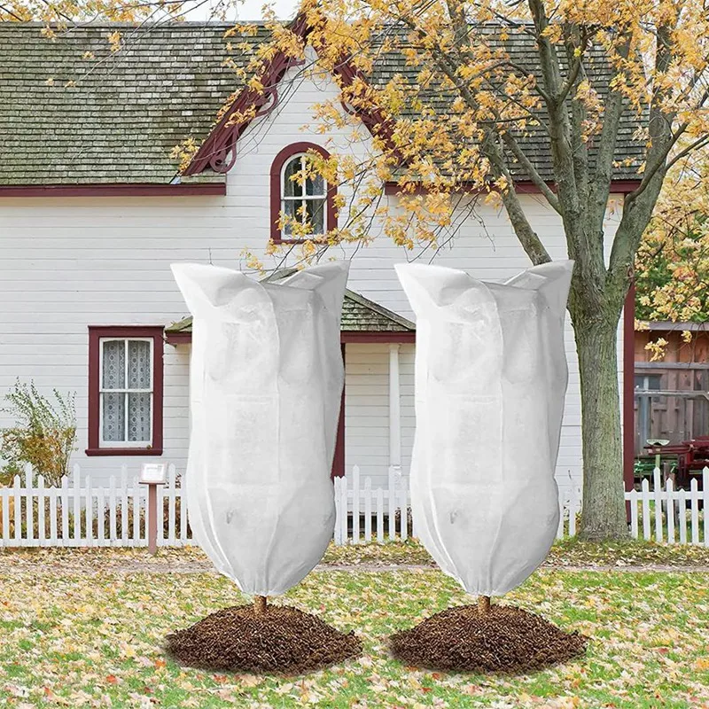 

3 Pcs Plant Cover Frost Protection Reusable Frost Blanket With Drawstring, For Cold Winter Weather