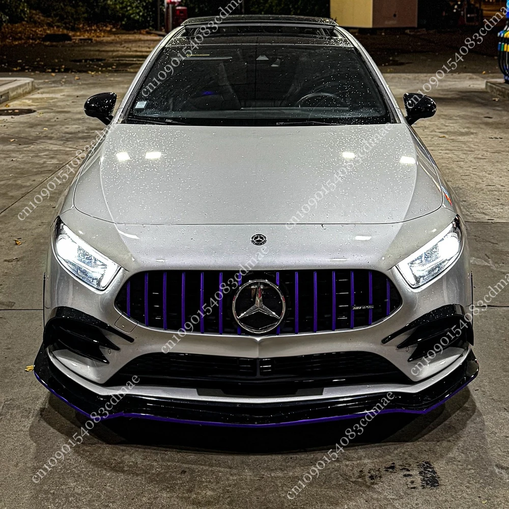 

3 шт., глянцевый черный передний бампер, разветвитель для Mercedes Benz A Class V177 W177 A35 A180 A200 AMG 2019-2022, диффузор, спойлер, комплект кузова