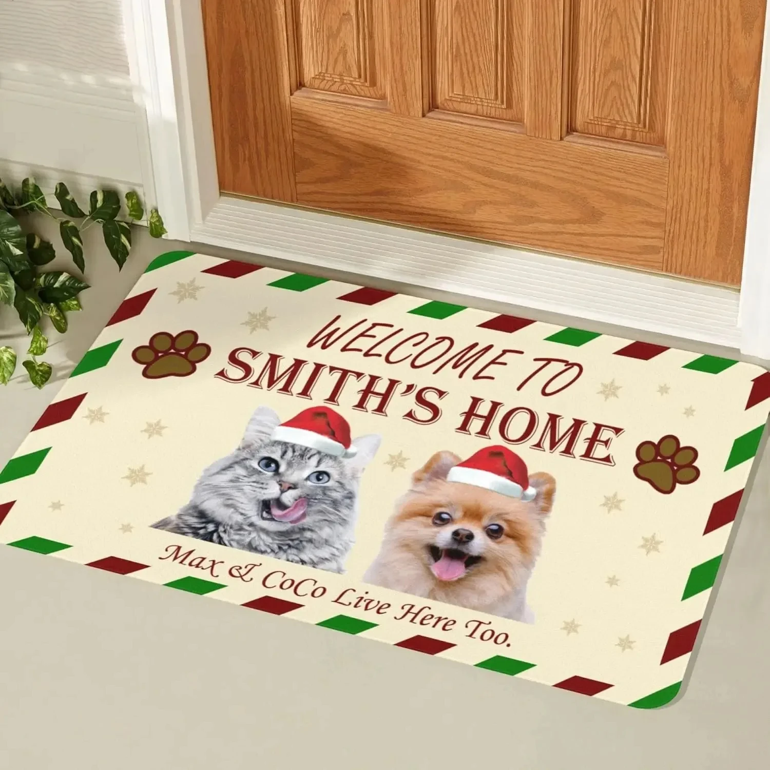 

VIKAMA Christmas Flannel Velvet Door Mat - Easy to Clean Bathroom, Toilet Rug Living Room Entrance Carpet Home Decoration