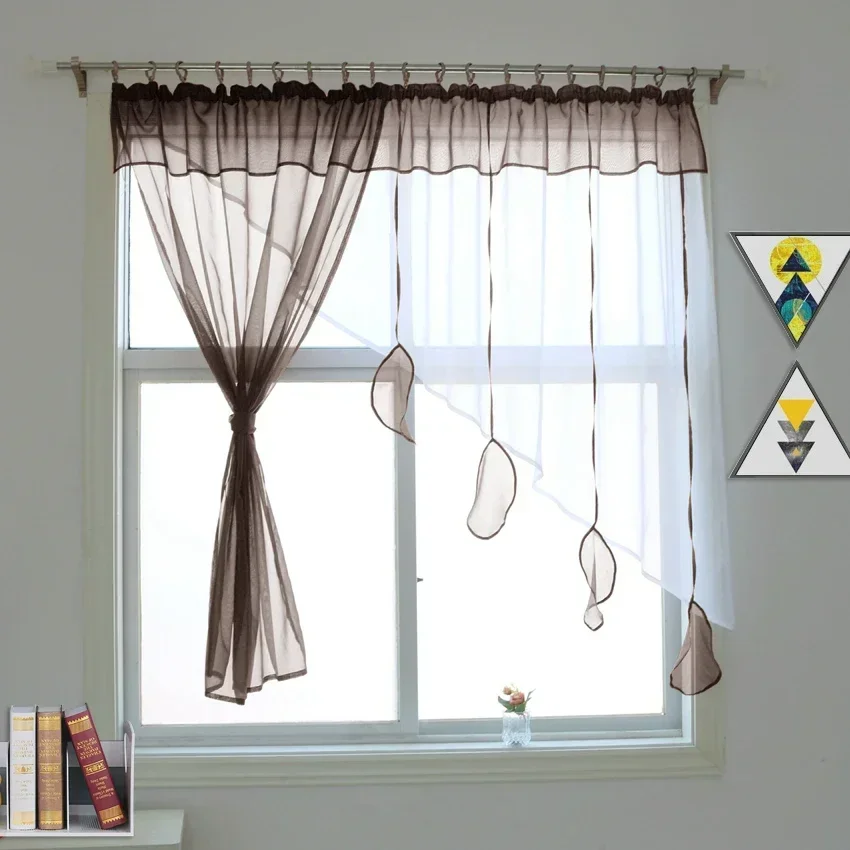 QN1903 Fashion Irregular Design With Pendant Excellent Tulle Window Curtain For Livingroom Kitchen Balcony  1PCS