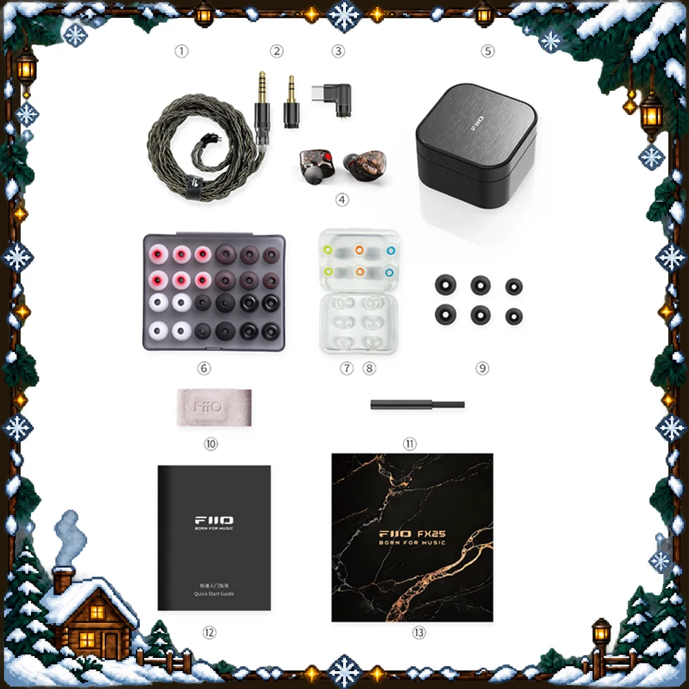 FiiO FX25 7-Driver Hybrid IEM, 1 Dynamic + 2 Knowles BA +4 EST Electrostatic In-Ear Monitor, HiFi Earphone 0.78 2pin Cable