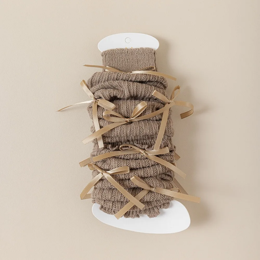 

Japanese Y2K Lace Bow Kids Leg Warmers Knitted Soft Knee Warmers Keep Warm Thicken Leg Covers Autumn Winter