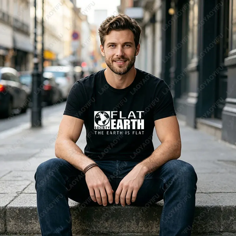 The Earth Is Flat, Does That Mean We'Re All Living on The Edge Saying T-shirt 100%Cotton Short Sleeve Humor Style Casual Tshirt