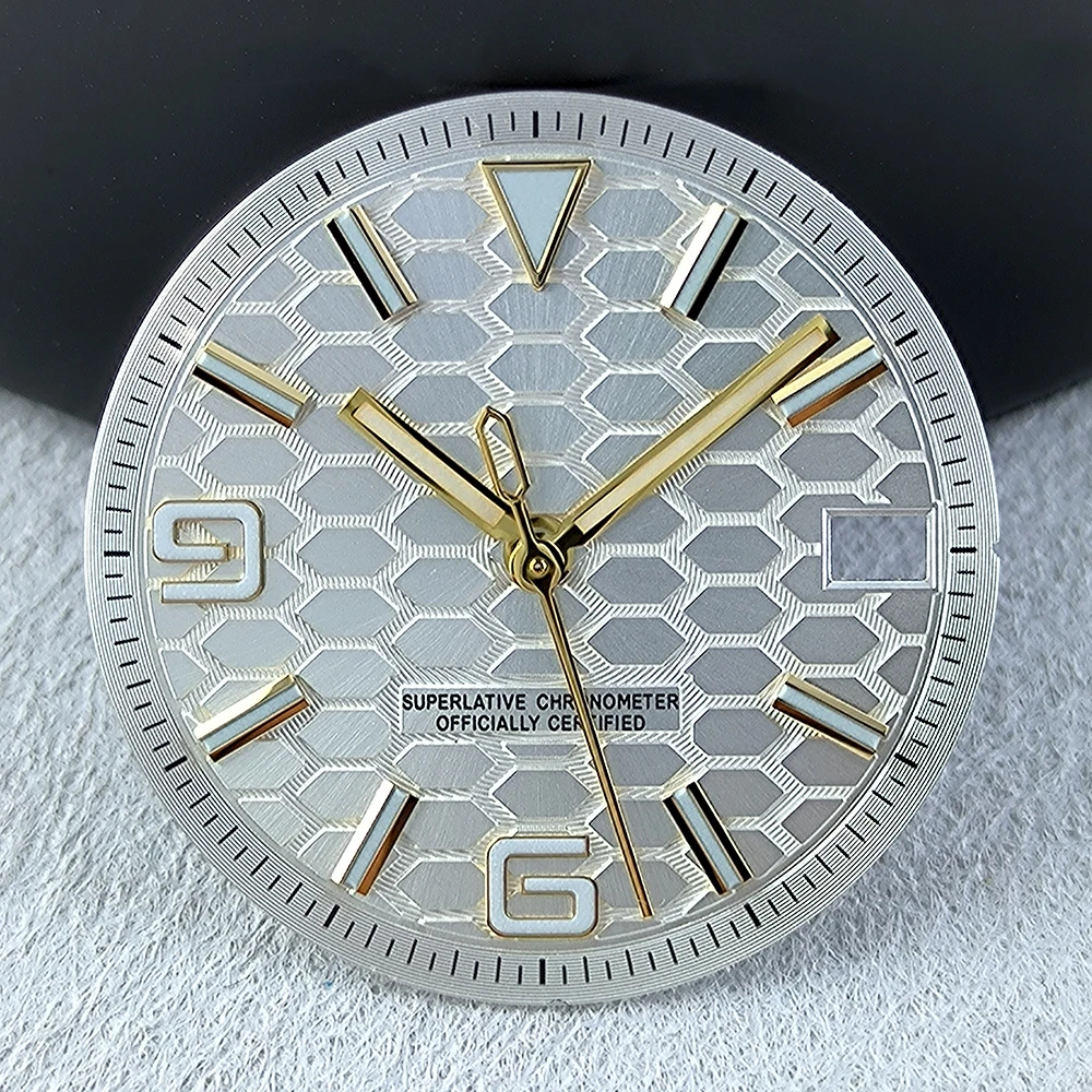 NH35 다이얼 28.5mm 수정 시계 다이얼 숫자 다이얼 블루 루미 너스 핏 NH35 무브먼트 시계 액세서리