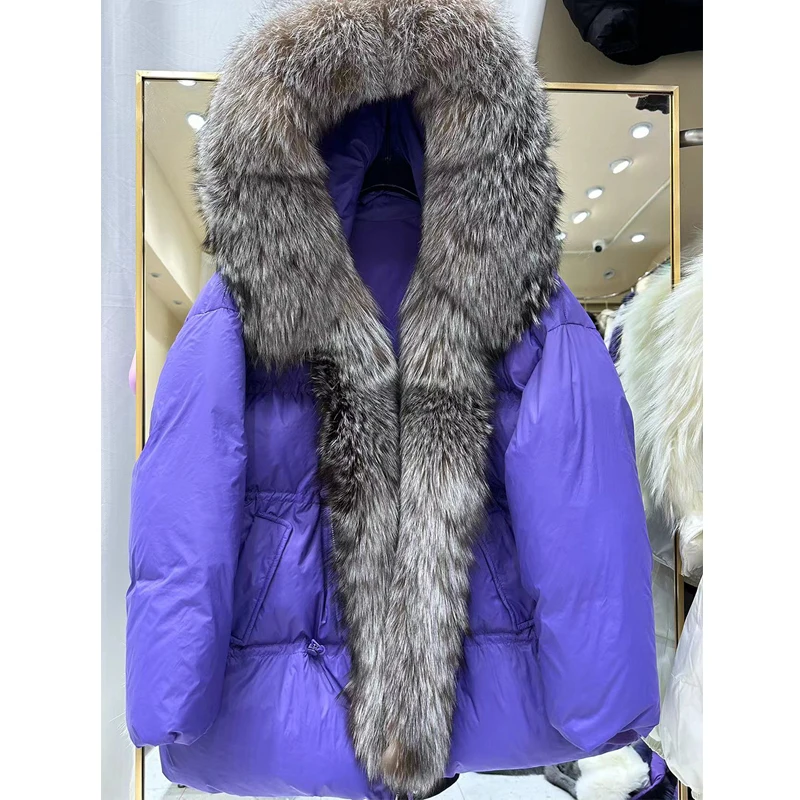 الشتاء Thiened طويل منتصف طول الفراء طوق أسفل Jaet المرأة فضفاضة تناسب معطف دافئ الكورية Sle تخفيف Faion