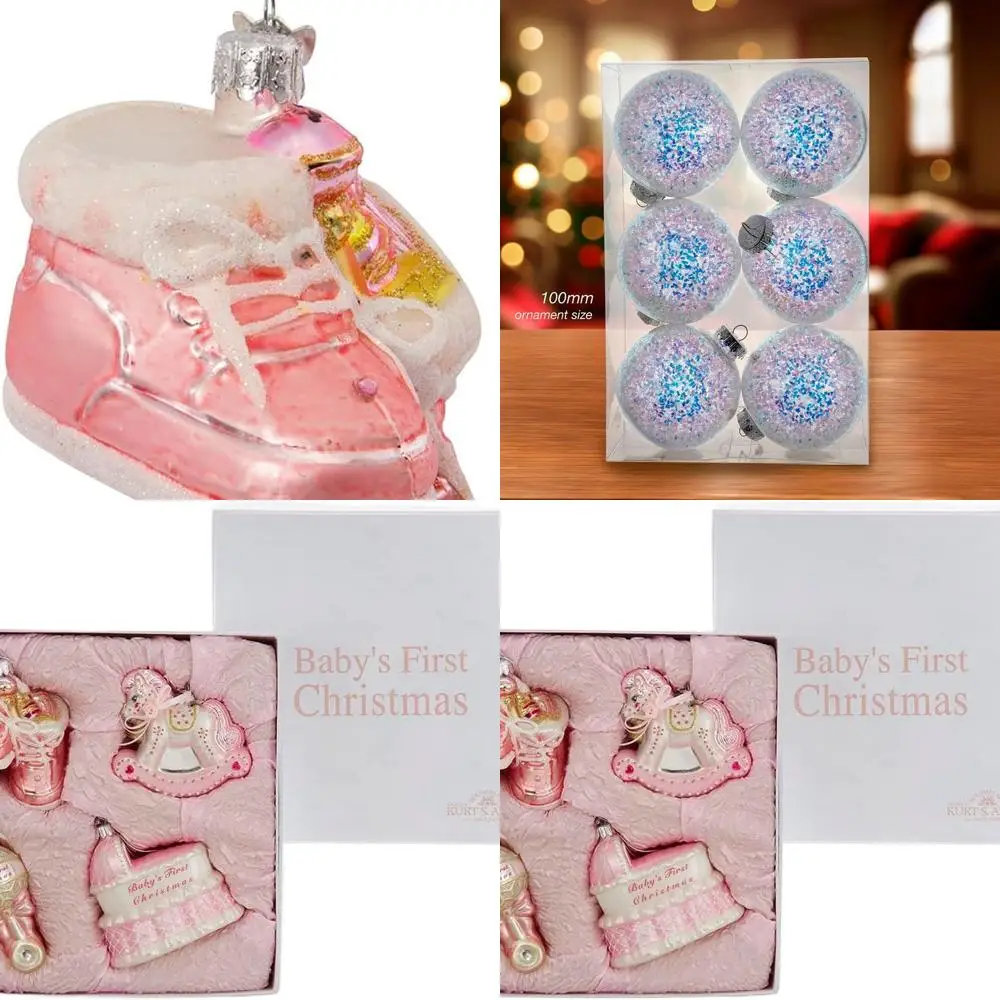 

4-Piece Glass Baby Girl Christmas Ornament Set
