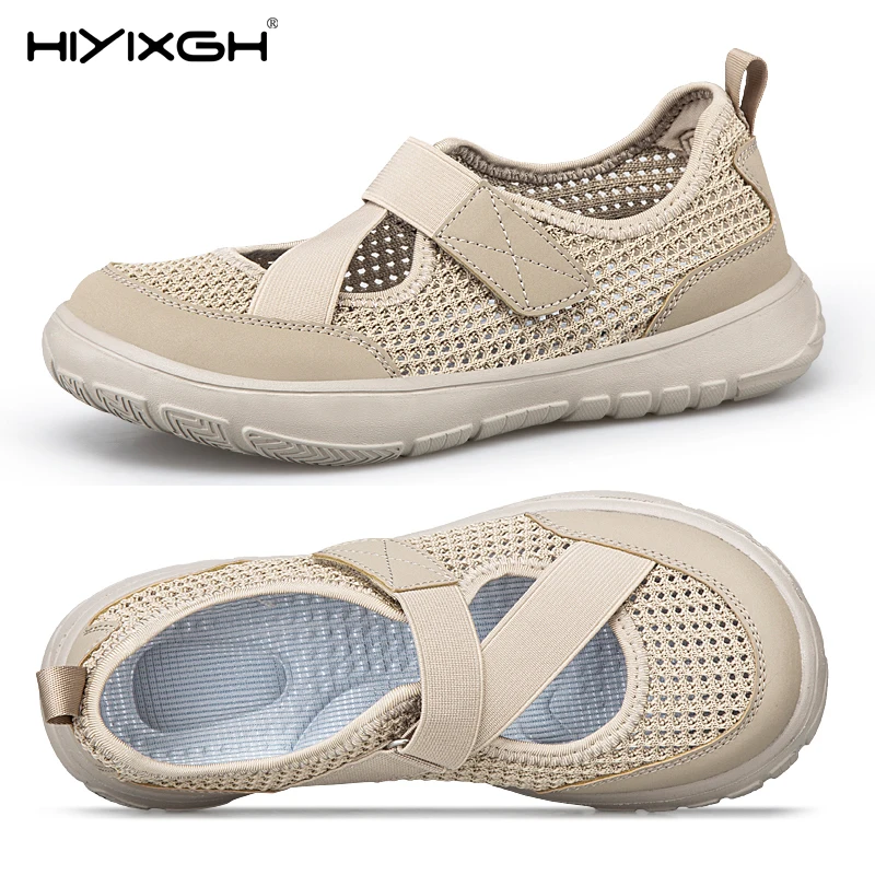 Sandalias de verano de pies anchos para mujer, zapatos para caminar al aire libre, zapatos deportivos minimalistas antideslizantes, adecuados para personas mayores con diabéticos
