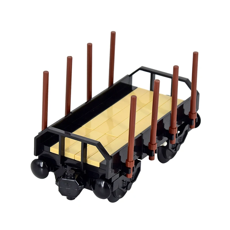 MOC City Idea creativa Base del treno Breve trasporto in legno Carrello del treno Building Block Mattoni Bambini Giocattoli creativi ad alta tecnologia fai da te