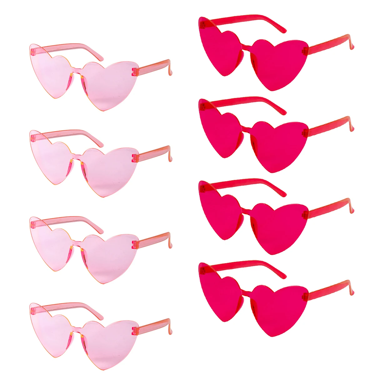 6-12pcs Heart Shaped Sunglasses Pink Rimless Fun Glasses for Hen Bachelor party Wedding Gift Girls Summer Traveling Photo Prop