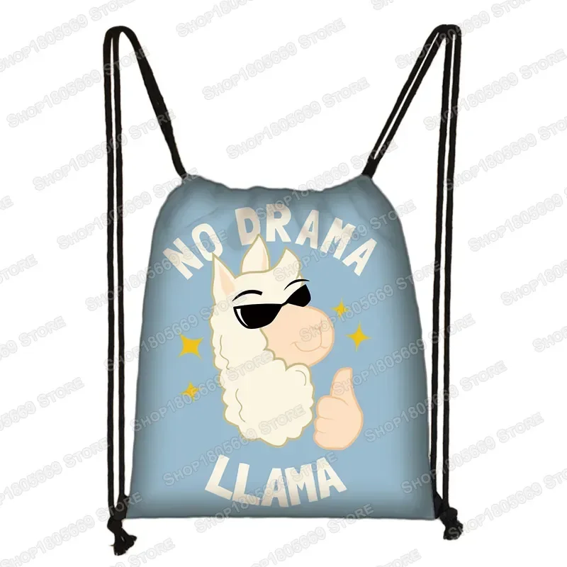 Funny Alpaca Drawstring Bag Softback Llama Backpack Women Travel Bags Boys Girls Canvas Storage Bag Kids Bookbag Shoes Holder