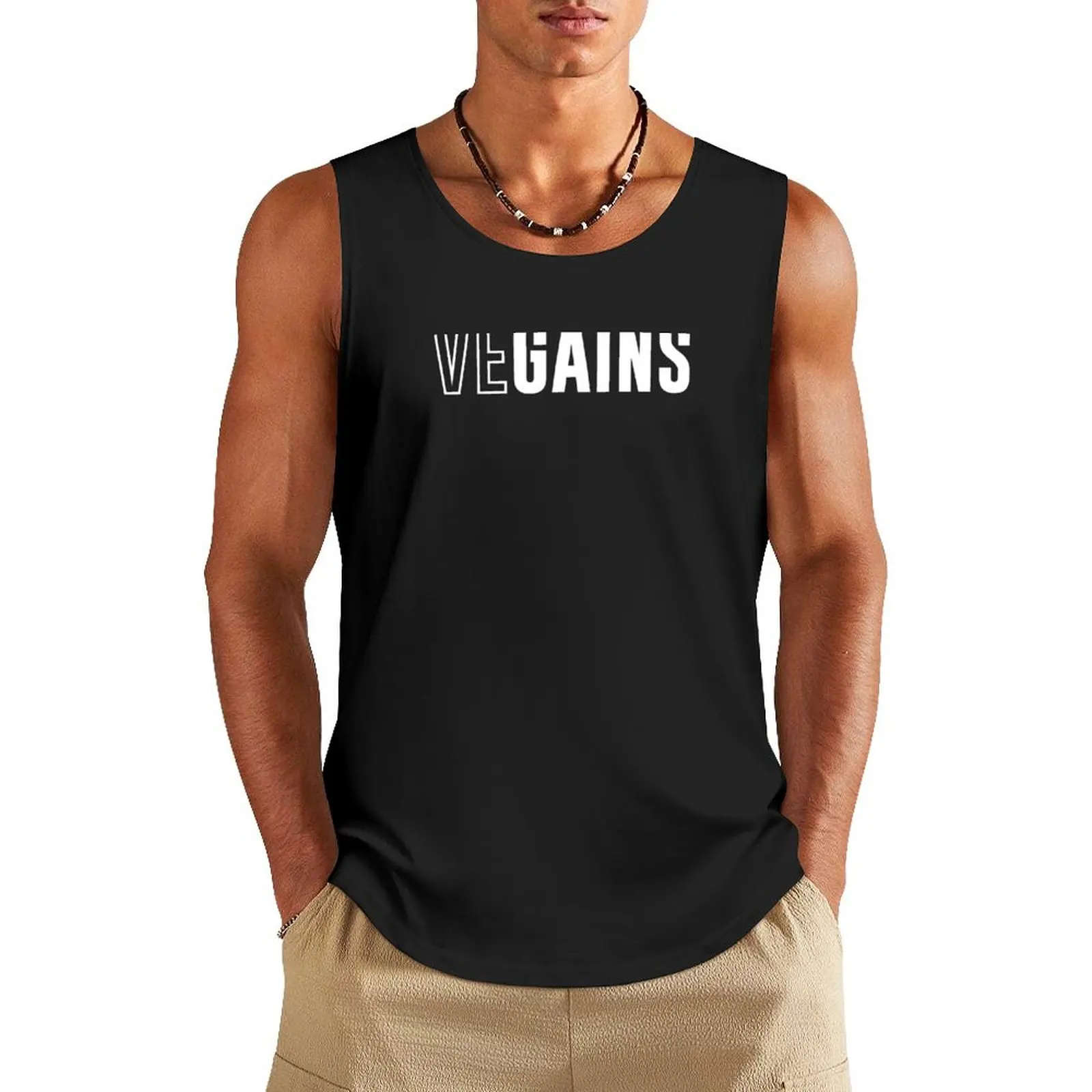 VEGAINS Vegan Gains Tank Top Men's summer t-shirt t shirt gym