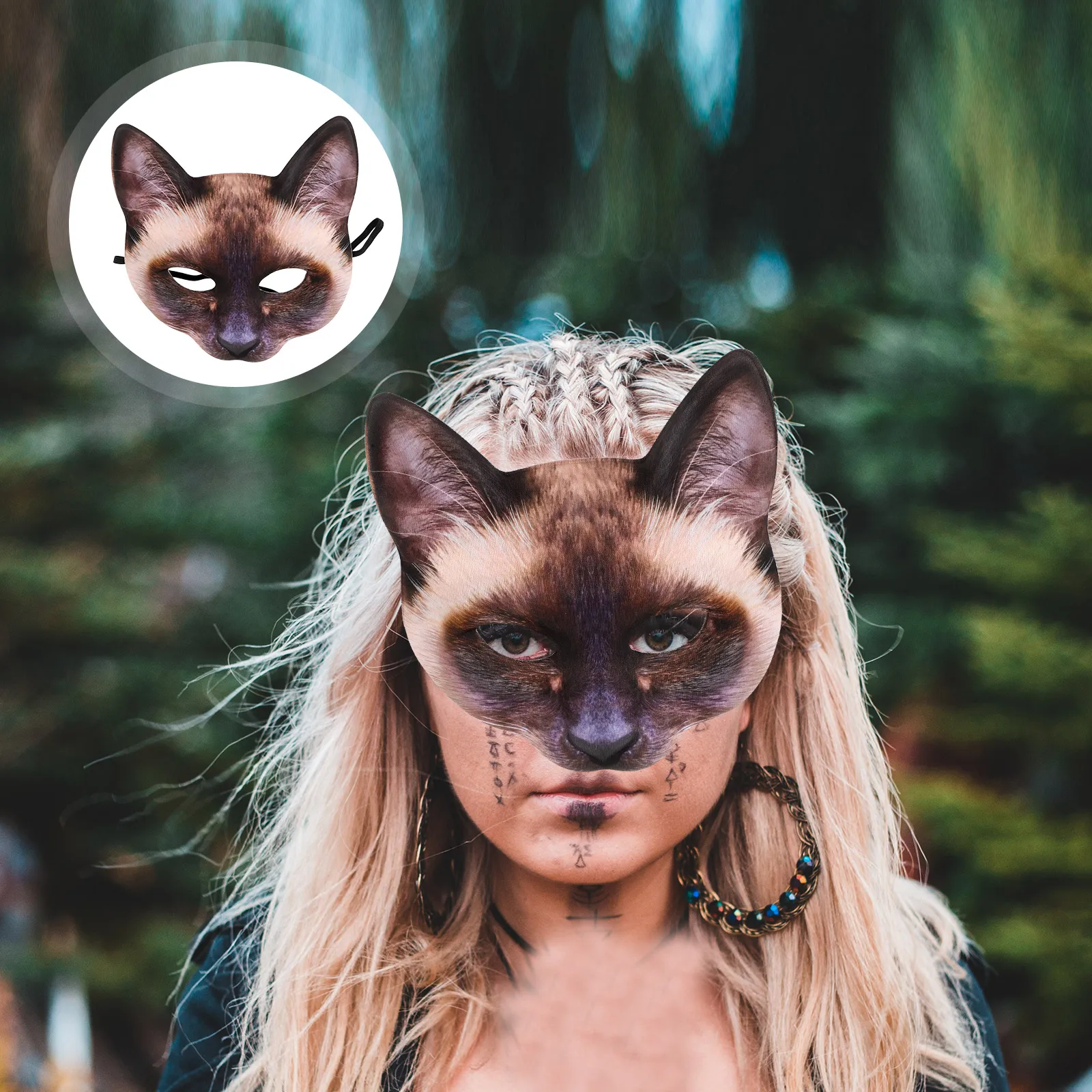 

Cat Mask Brown Siamese Halloween Blank Unique Cosplay Costume Masquerade