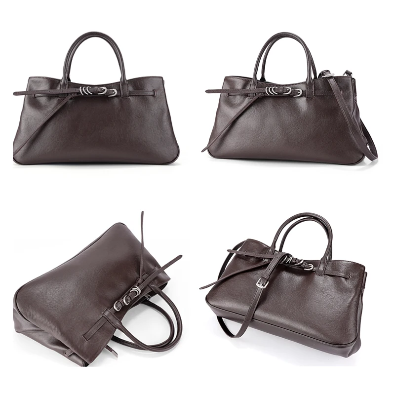 

Новая женская сумка-тоут из натуральной кожи, простая, вместительная, дизайнерская, из коровьей кожи, на плечо, кроссбоди