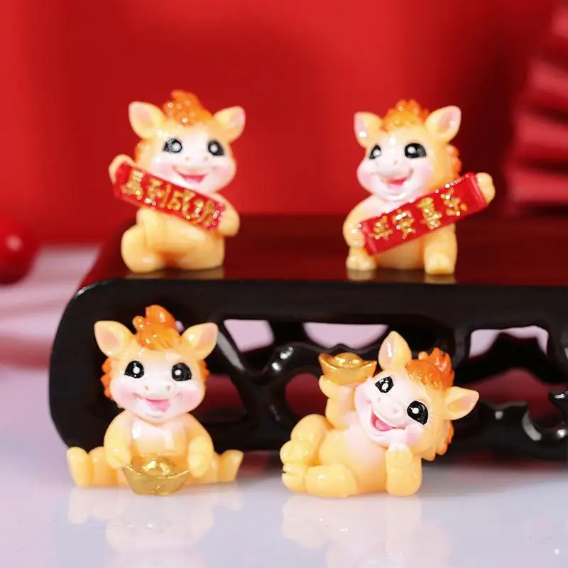 1/2 Buah Ornamen Maskot Kuda Zodiak Resin Mirip Asli Tahun Kuda 2026 Figur Dekoratif Miniatur Kuda Cina
