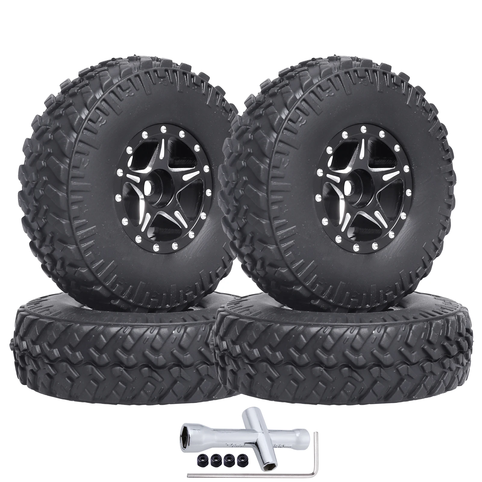 HobbyPark 1.0 Beadlock Wheels Tires for 1/24 Axial SCX24 Gladiator Deadbolt Bronco C10 JLU B17 Betty Chevy RC Crawler Upgrades