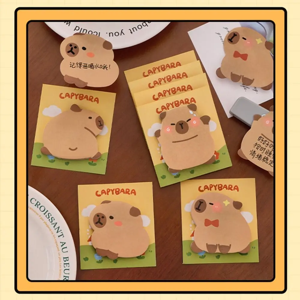 Cartoon Capybara Sticky Notes Cute Stationery Self-adhesive Memo Pad School Supplies 30 Sheets To Do List Cute Notepad