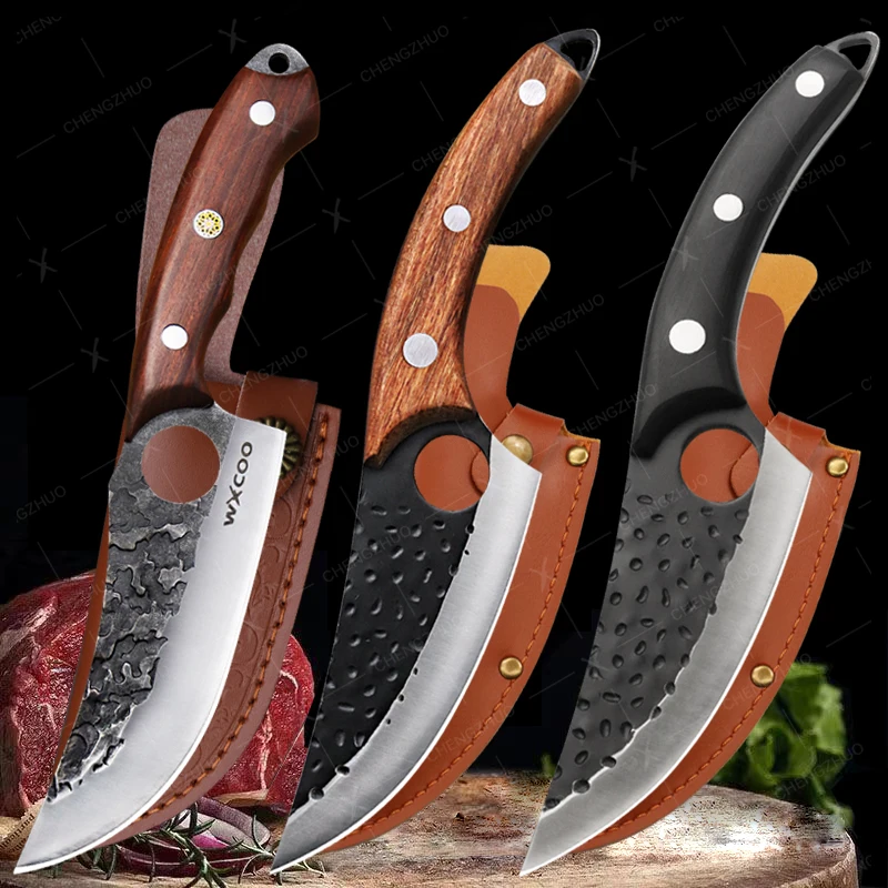 

Kitchen Knives Hand-Forged Boning Knife Stainless Steel Chef Slicing Knife Meat Vegetable Fruit Kitchen Cutting Knife with Cover