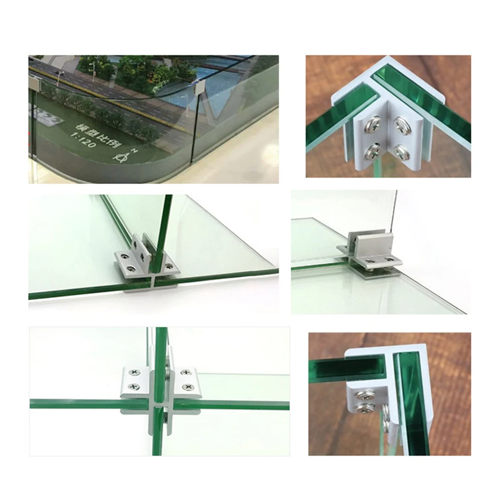 2PCS  Glass Clamps For Handrails Shelves Holder Corner Bracket Clamp Aluminum  10-12mm Glass Clips 4 Sizes Fixed Fitting