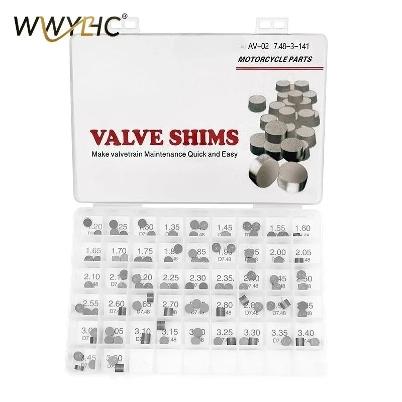 141pcs Motorcycle Engine Parts Adjustable Valve Shim 7.48mm Complete Kit Suitable for Suzuki  Kawasaki