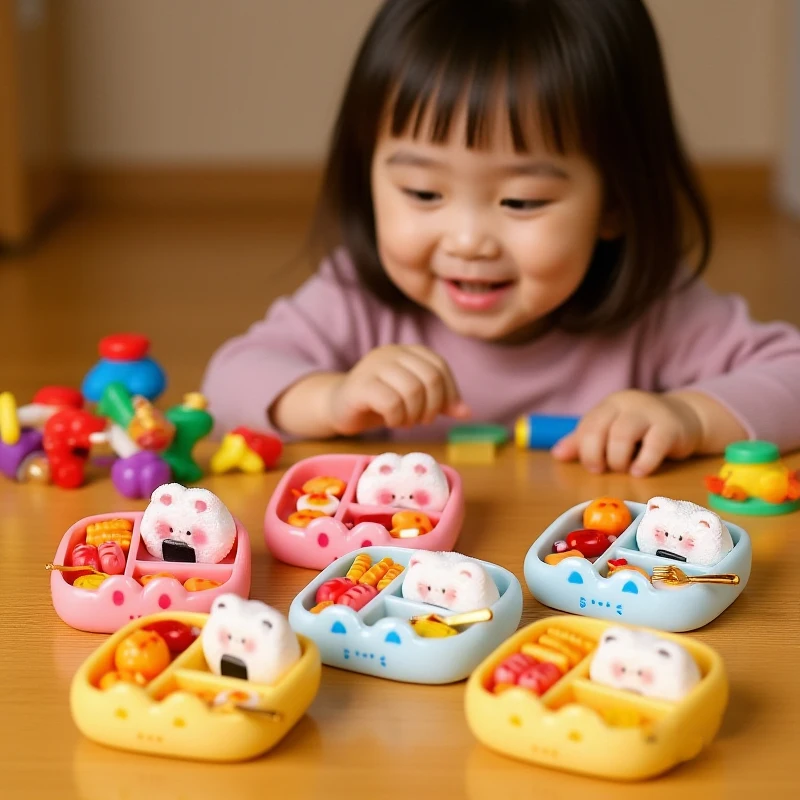 1 Set Children's Pretend Play Toy Miniature Simulation Rice Ball Meal Playset DIY Decoration Realistic Portable Bento Food Model