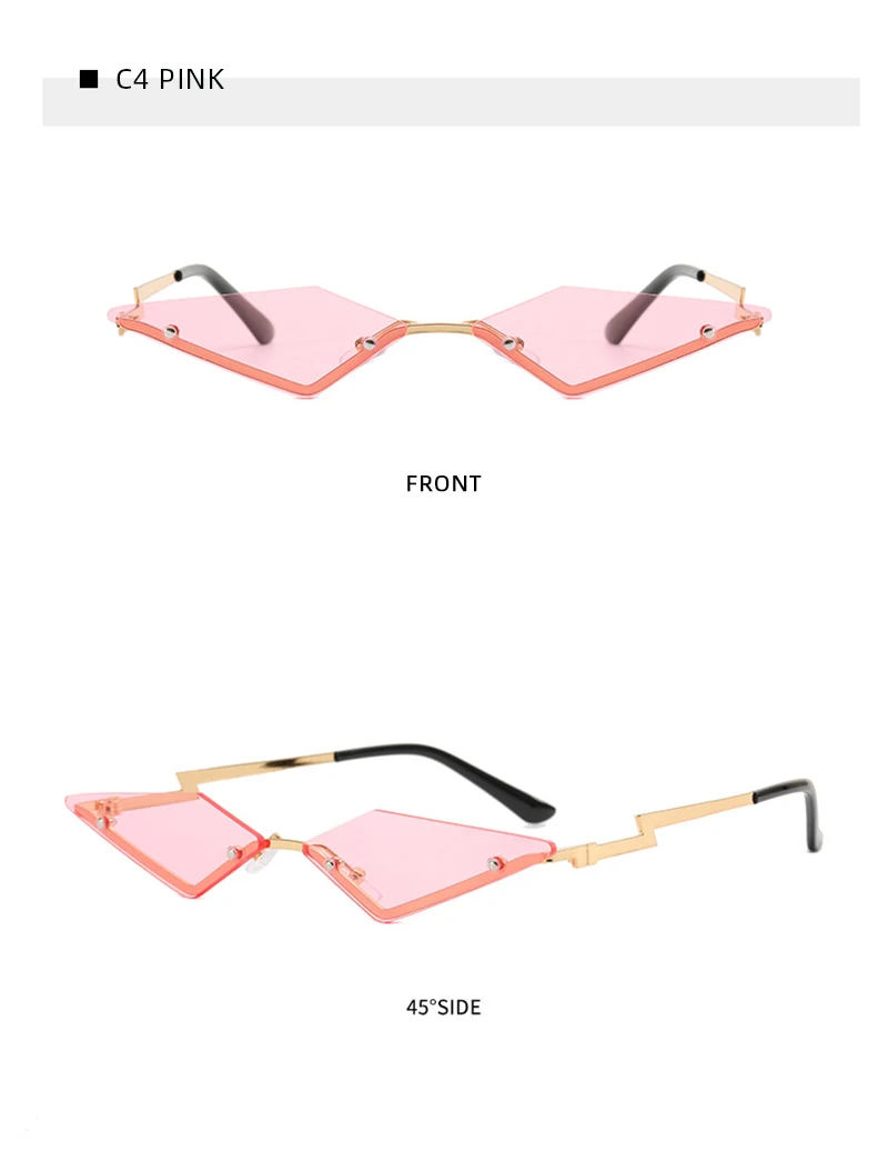 Y2K Randlose Dreieck-Sonnenbrille für Damen und Herren, Modische Geometrische Sonnenbrillen für Party, Club, Festival, Accessoires, Schattierungen – Detail 13