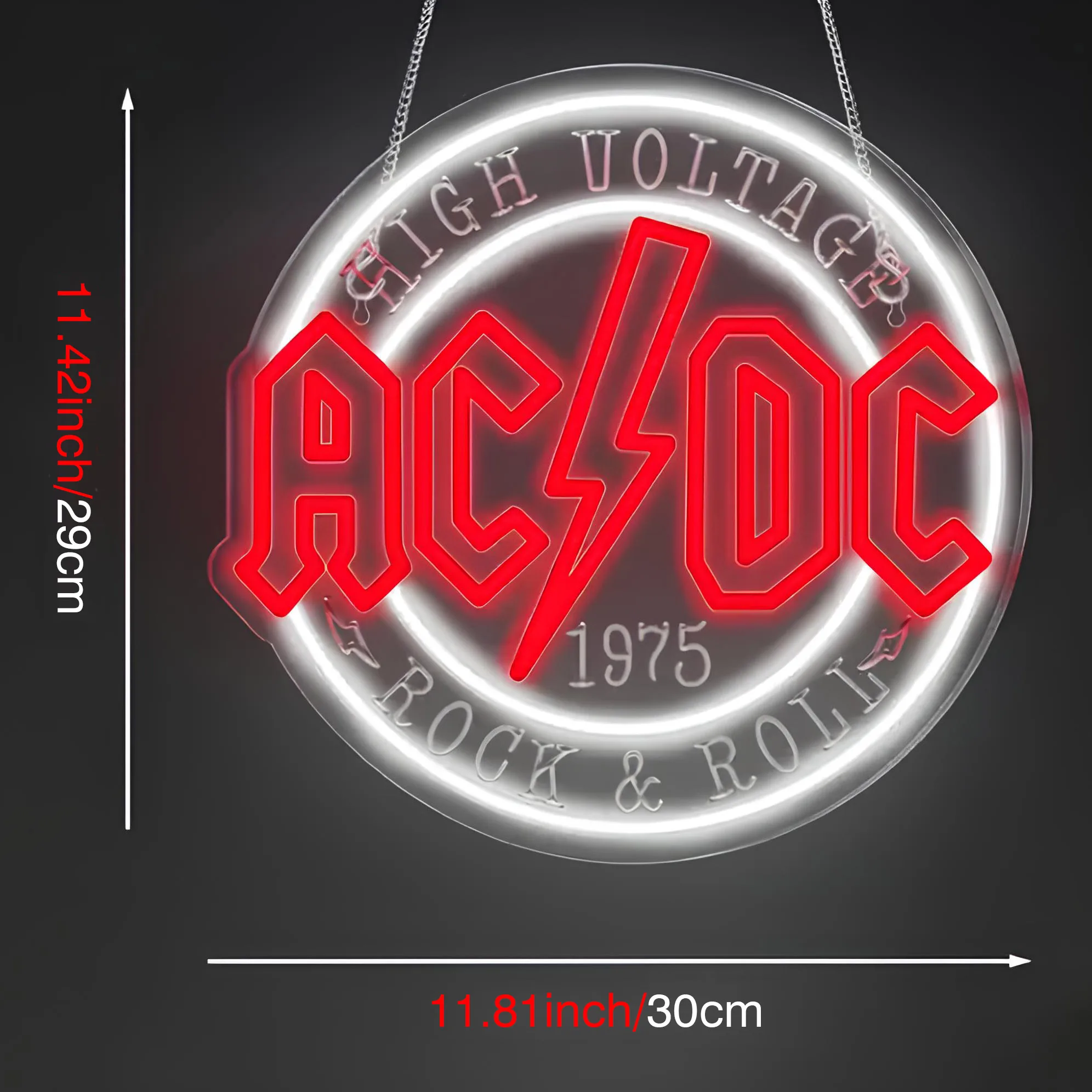 1 علامة نيون لموسيقى الروك AC/DC 1975، مناسبة للحانات المنزلية والحاضنات وغرف الترفيه وغرف الألعاب وجدران المرآب #2