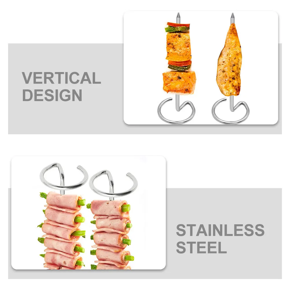 

10pcs Stainless Steel BBQ Skewers for Air Fryer Grilling Meat Vegetables Vertical St Reliable Compact Lightweight