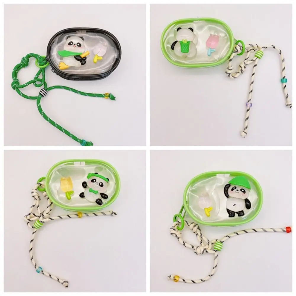 Kawaii PVC Clear Outdoor Doll Bag Cute Cartoon Animal Panda Keychain Girl Gift Tassel Mini Coin Purse Girl