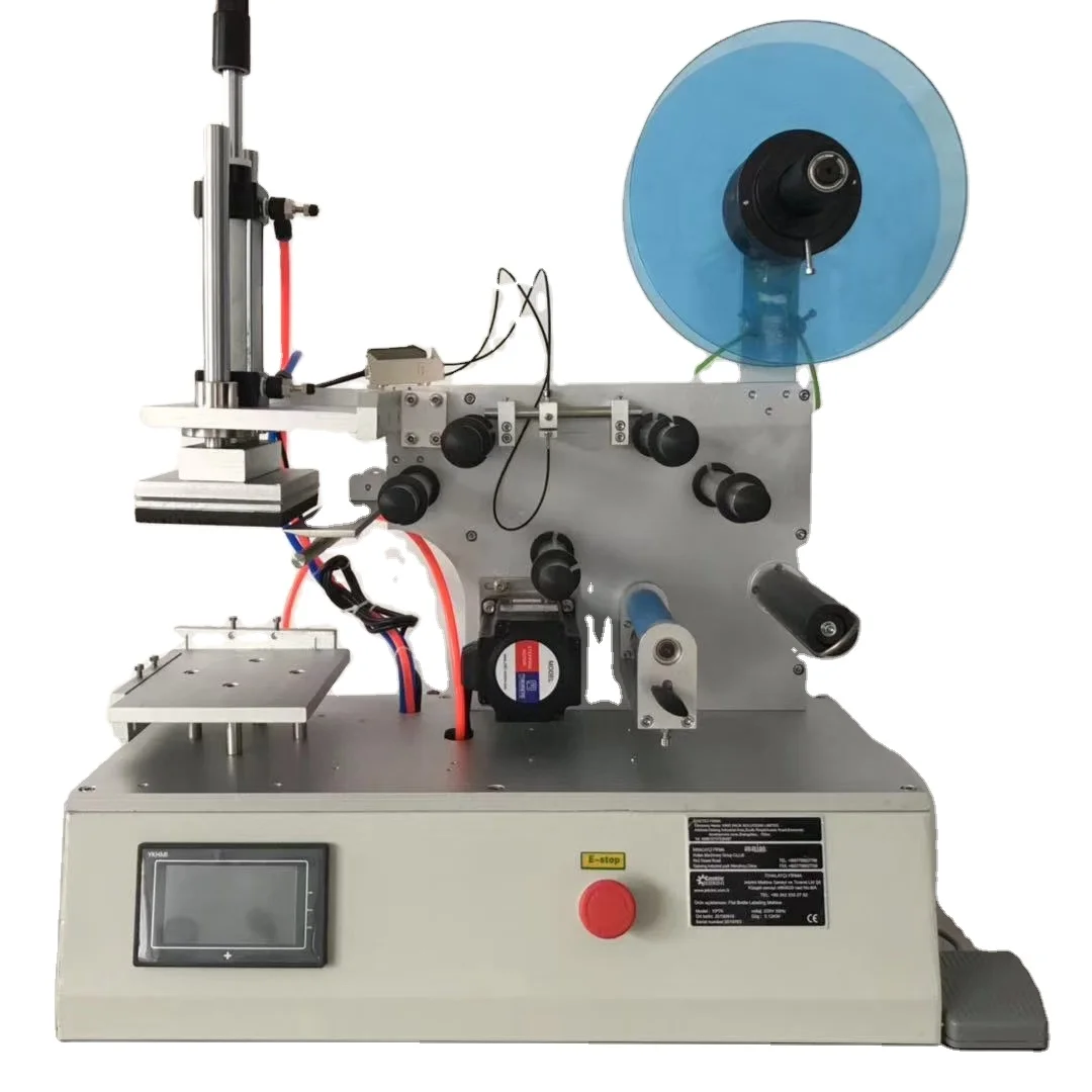 Automatic Desktop Flat Bottle Label Applicator Plastic Food Cans Shampoo Water Juice Square Bottle Sticker Labeling Machine