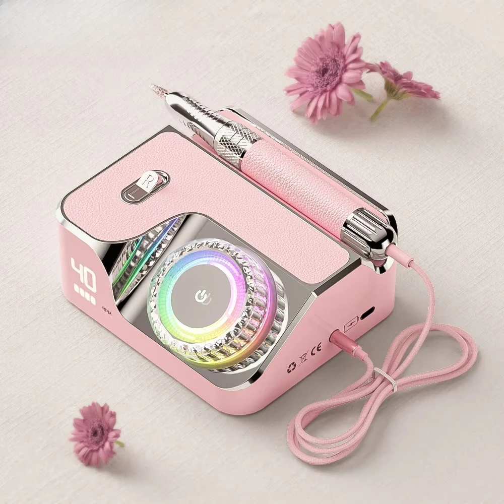 Nail Drill Machine 40000RPM, Electric Nail File, Brushless Portable Rechargeable, Manicure Pedicure Salon Tool, Professional Kit