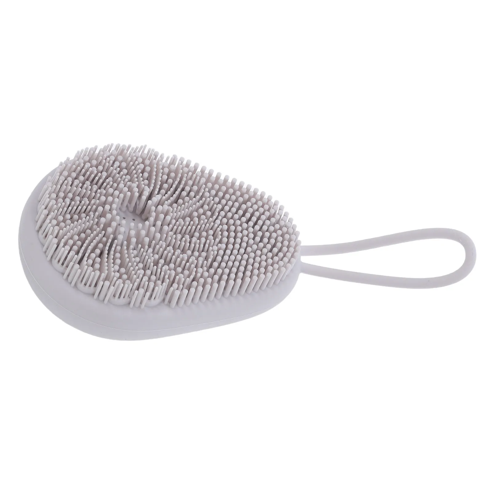 

Soft Silicone Body Scrubber Light Grey Avocado Shape Gentle Exfoliating Bath Brush for Sensitive Skin Portable Shower