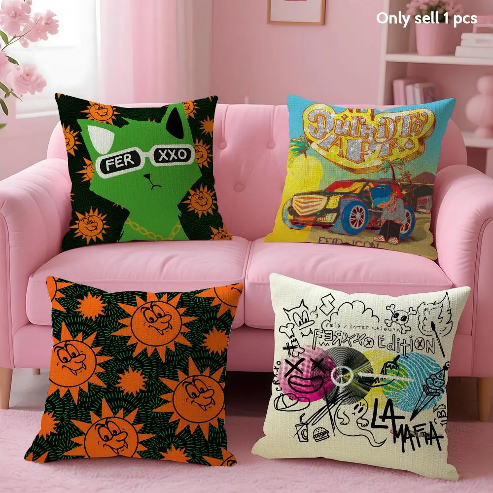 Singer Rapper F-Feid Cushion Cover Natural Linen Organic Fabric Double-Sided Printing Sofa Home Decor Gift Pillow Case