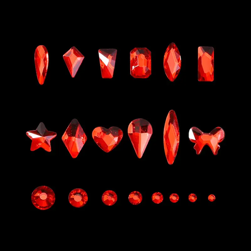 21-Grid 3D Shiny Nail Rhinestone Set Flat & Irregular Glass Crystal Diamond DIY Nail Art Decoration