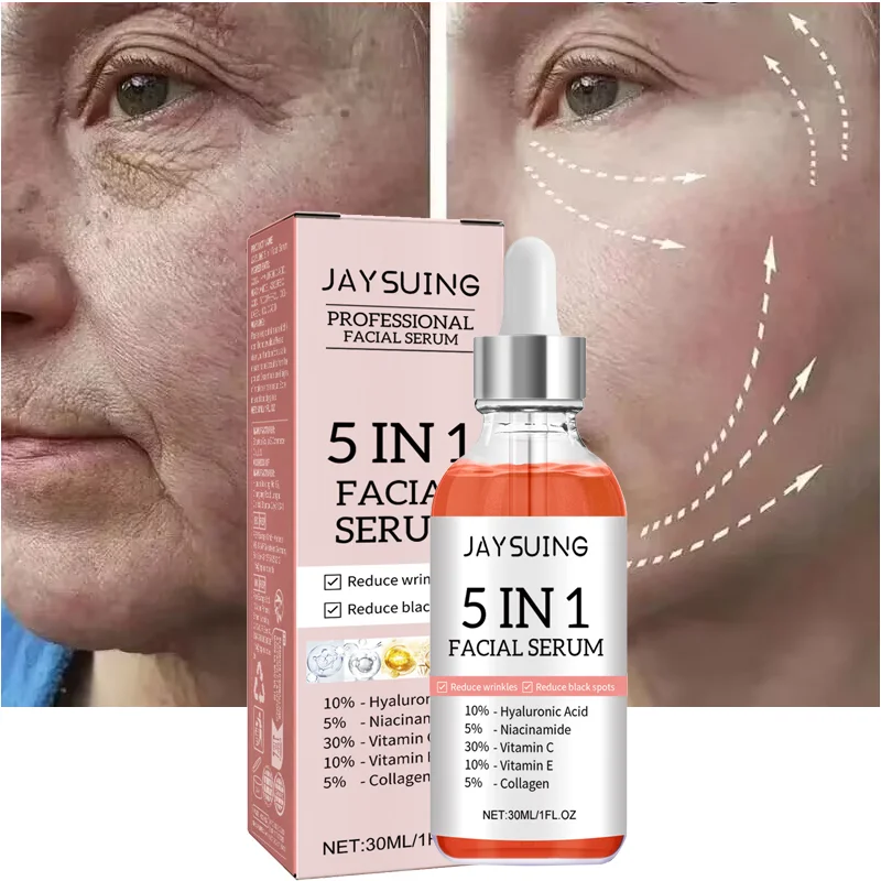 5 In 1 Collagen Anti Wrinkle Serum Anti Aging Fade Fine Lines Hyaluronic Acid Moisturizing Whitening Brighten Repair Skin Care