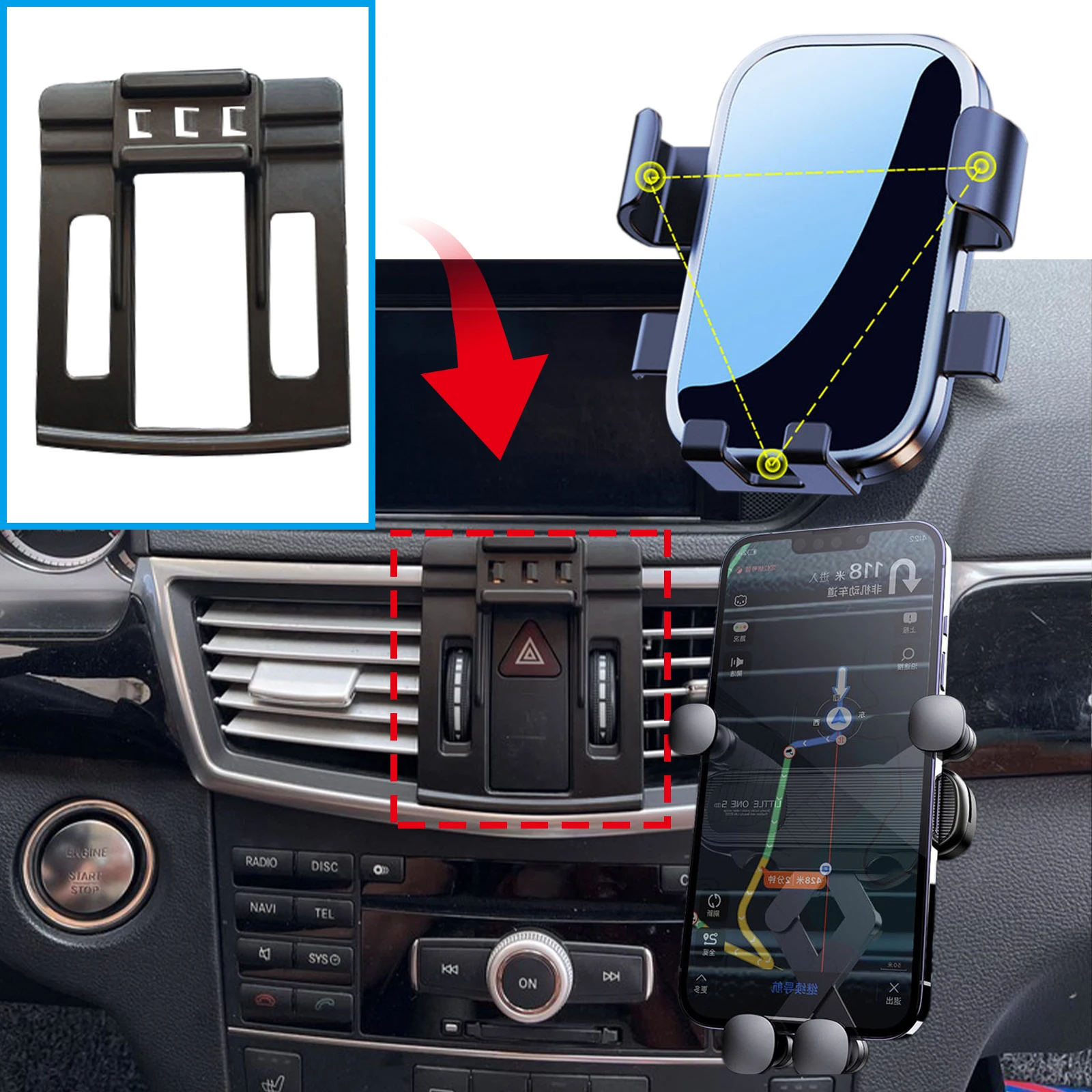

GPS Bracket Car Mobile Phone Holder for Mercedes Benz E Class E200 E300 W212 2010 2011 2012 Navigation Stand Auto Accessories