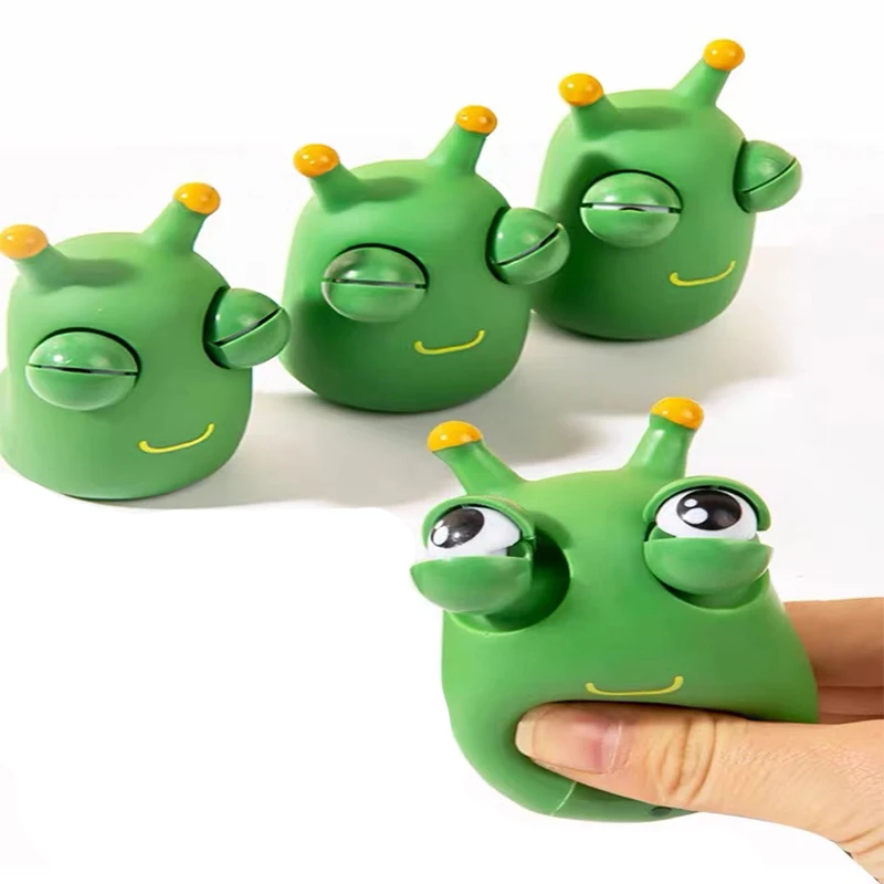 Funny Pop Out Eyes Squeeze Toy Cute Green Worm Stress Relief Toys For Kids Anxiety Regalos Cumpleaños Niños Para Invitados