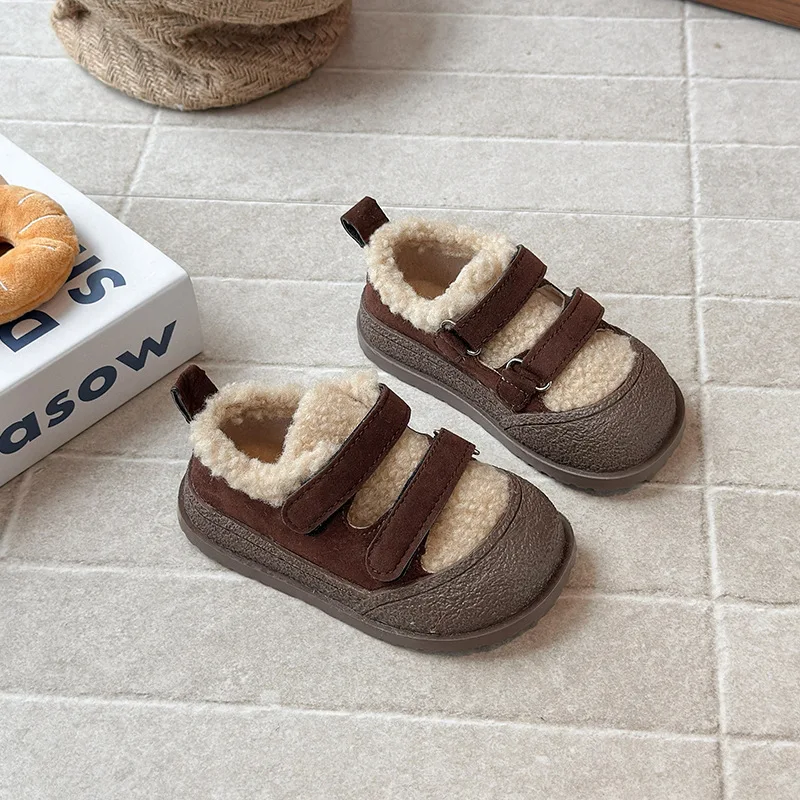 

2025 Children Cotton Shoes for Girls Boys Winter New Fashion Korean Style Soft Bottom Anti-slippery Versatile Trend INS Shoes