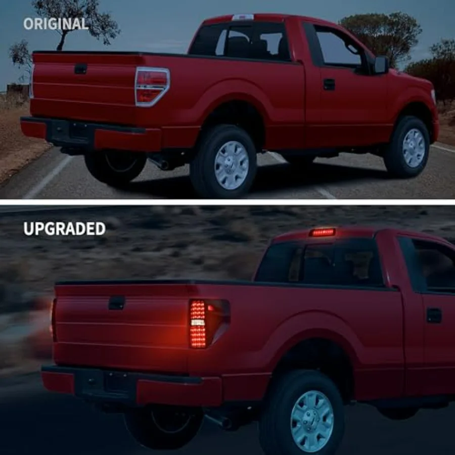 مجموعة مصابيح خلفية LED لـ F150 09-14، مصابيح خلفية LED سوداء مدخنة بديلة للمصابيح الخلفية للفرامل لسيارة Ford F-150 2009-2014 Acces