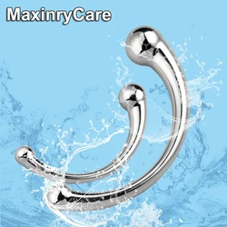 Double Ended Stainless Steel G Spot Wand Massage Stick Pure Metal Penis P-Spot Stimulator Anal Plug Dildo Sex Toy for Women Men