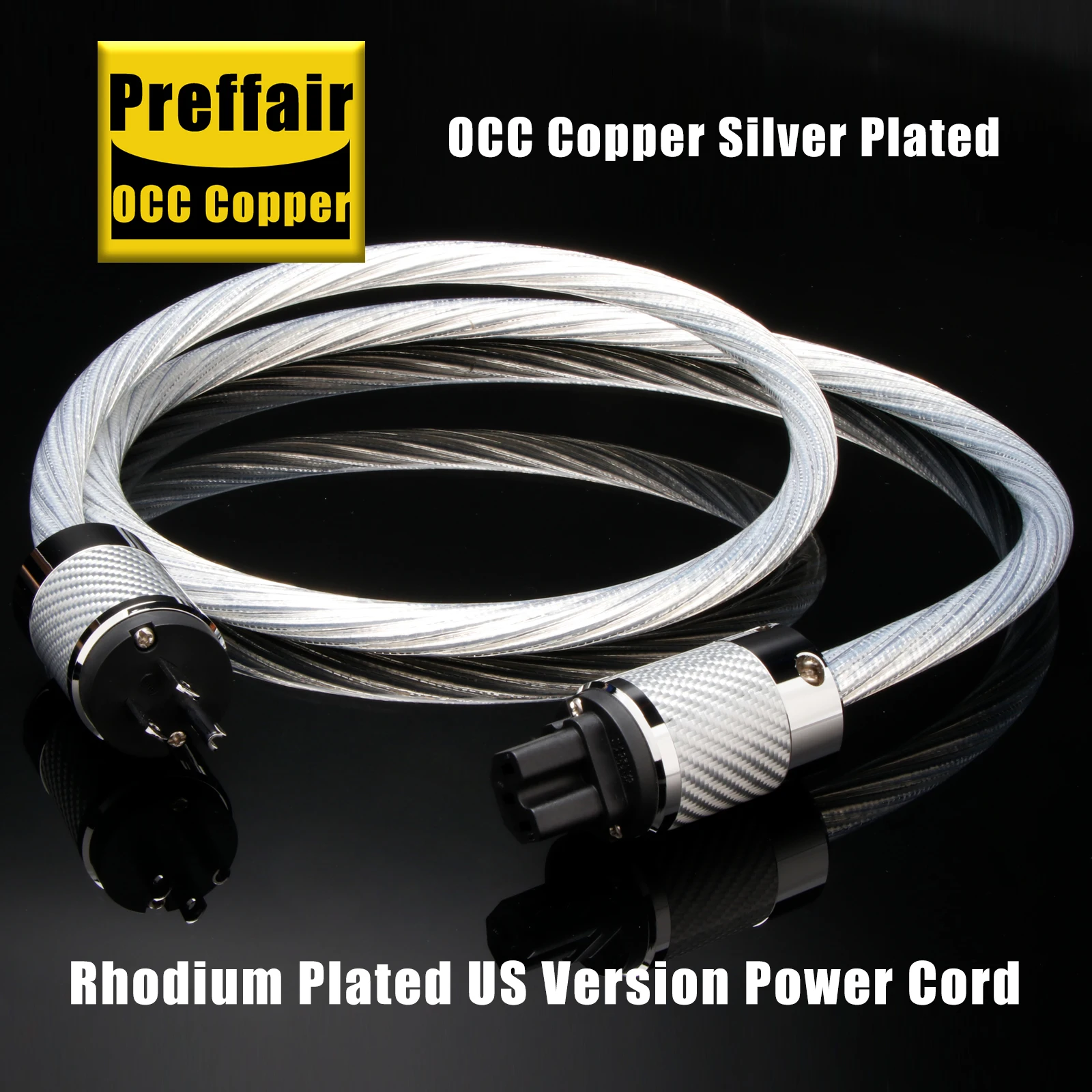 

Silver Power cable 12AWG Aduiophile 8N OCC Silver Plated power cord for Amplifier IEC 320 C15 Audio EU/US/AU Version Power Wire