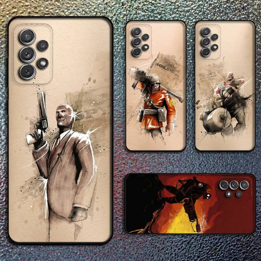 

T-Team F-Fortress 2 Game Phone Case For Samsung S 25,24,23,22,30,21,10,9,Ultra,Plus,Lite,FE,4,5G Black Soft Case