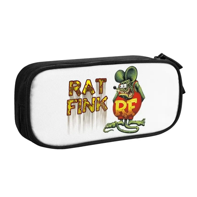 Cartoon Monster Rat Fink Big Capacity Pencil Pen Case Stationery Bag Pouch Holder Box Organizer for Teens Girls Adults Student