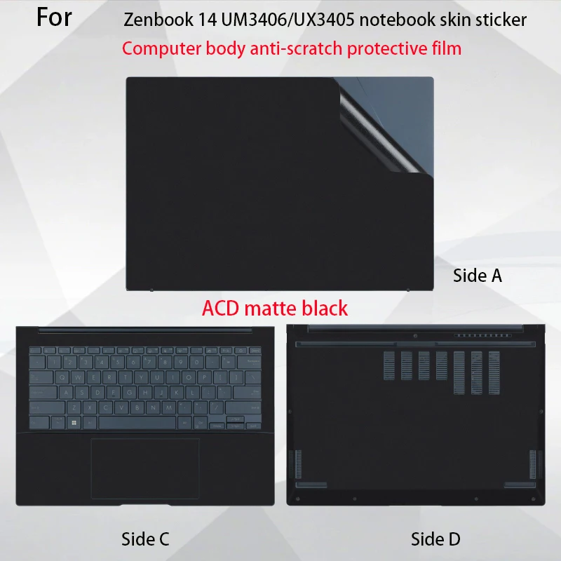 Para ASUS Zenbook 14X 14 LOED 2025 UX3405C película corporal UX3402Z notebook UX3404V pegatina de vinilo para ordenador UM3406 carcasa protectora de piel