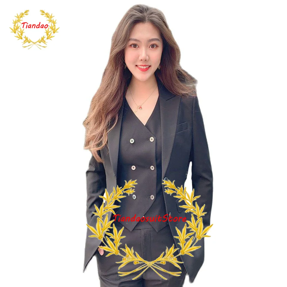 Traje de negocios para mujer, Blazer, pantalones, chaleco de tres piezas, ropa de trabajo Formal de oficina, esmoquin ajustado, traje de boda para