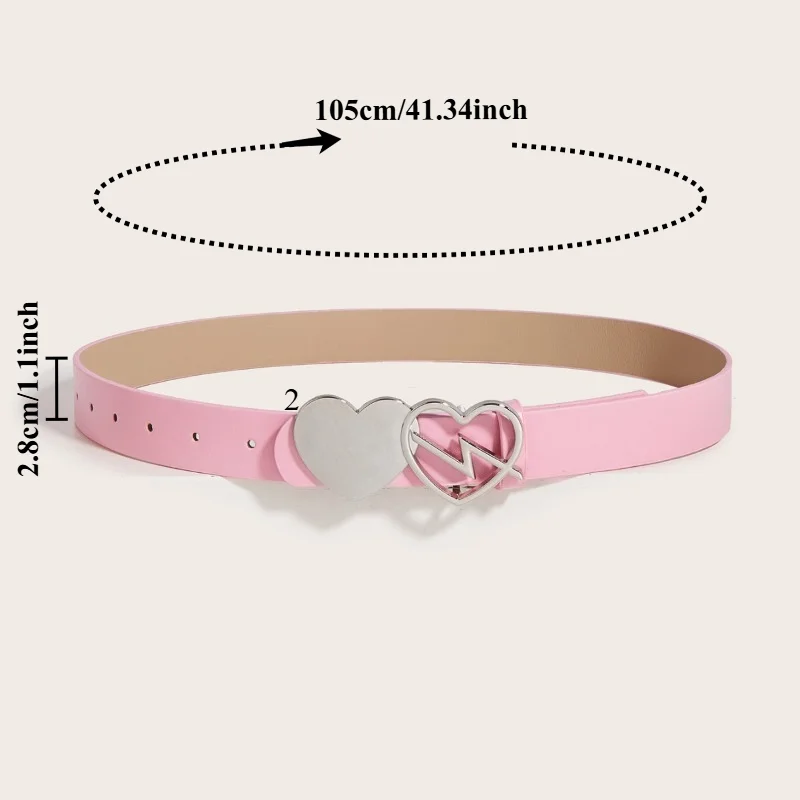 Fashionable Versatile Niche Casual Heart-Shaped Belt  Korean-Style Versatile Women’s Belt with Decorative Heart Buckle