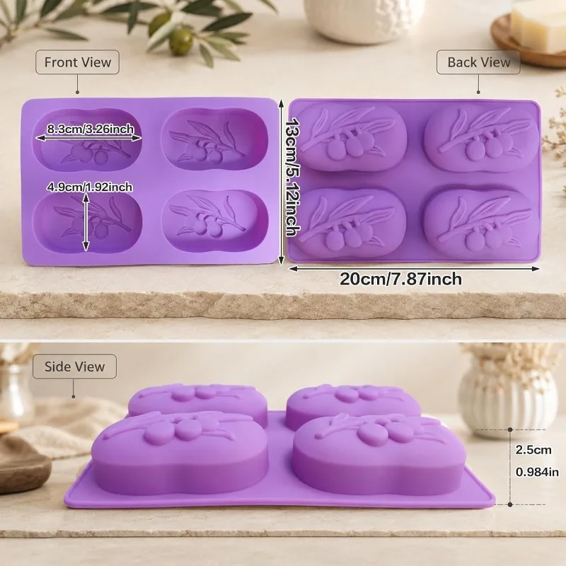 Olive Branch Silicone Mold For Soap Making Supplies Leaves Candle Lotion Bath Treats Resin Wax Cake Chocolate Candy