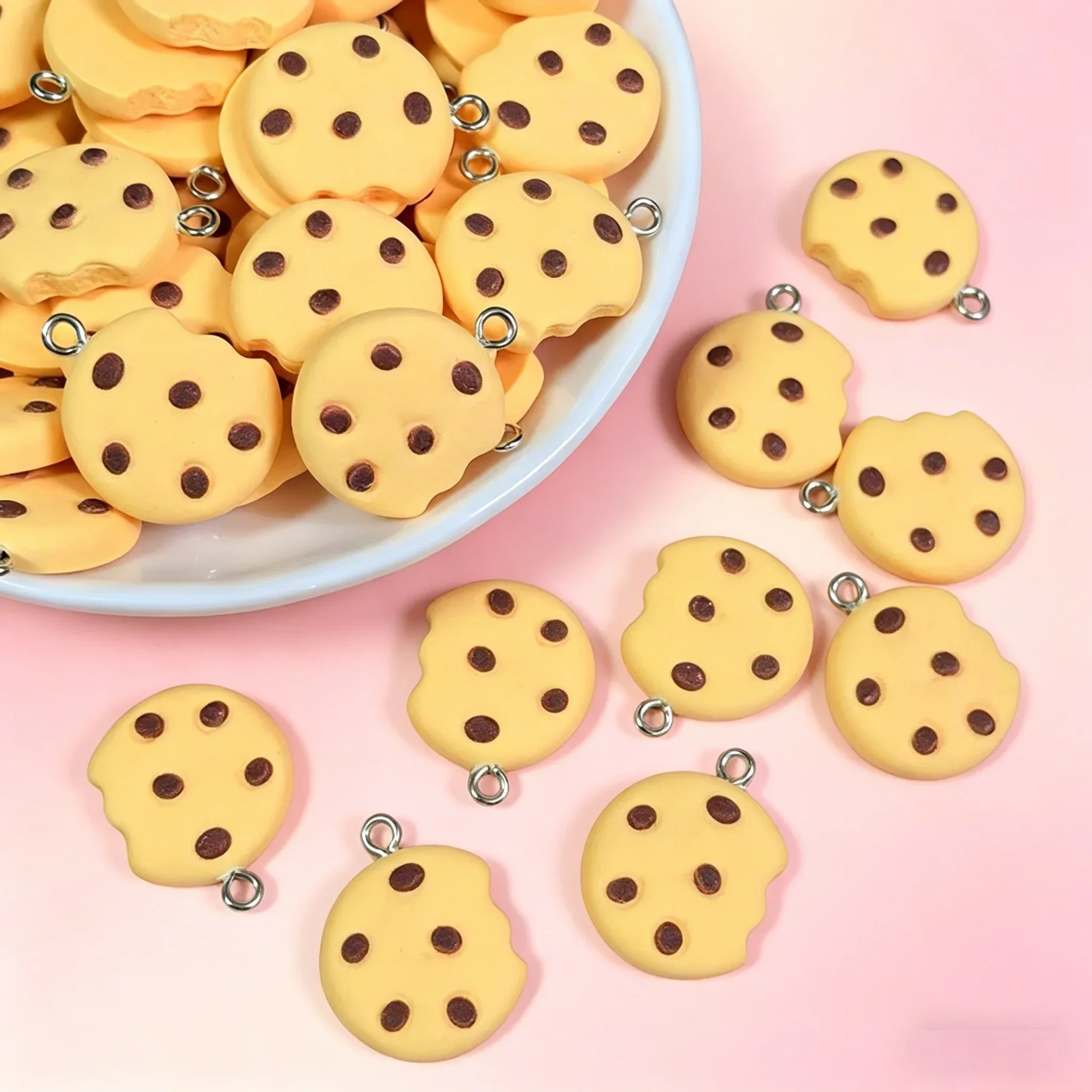 10Pcs Kawaii Simulated Broken Cookie Resin Pendant Charms Funny Cartoon Snack DIY Craft Supplies for Handmade Jewelry Making