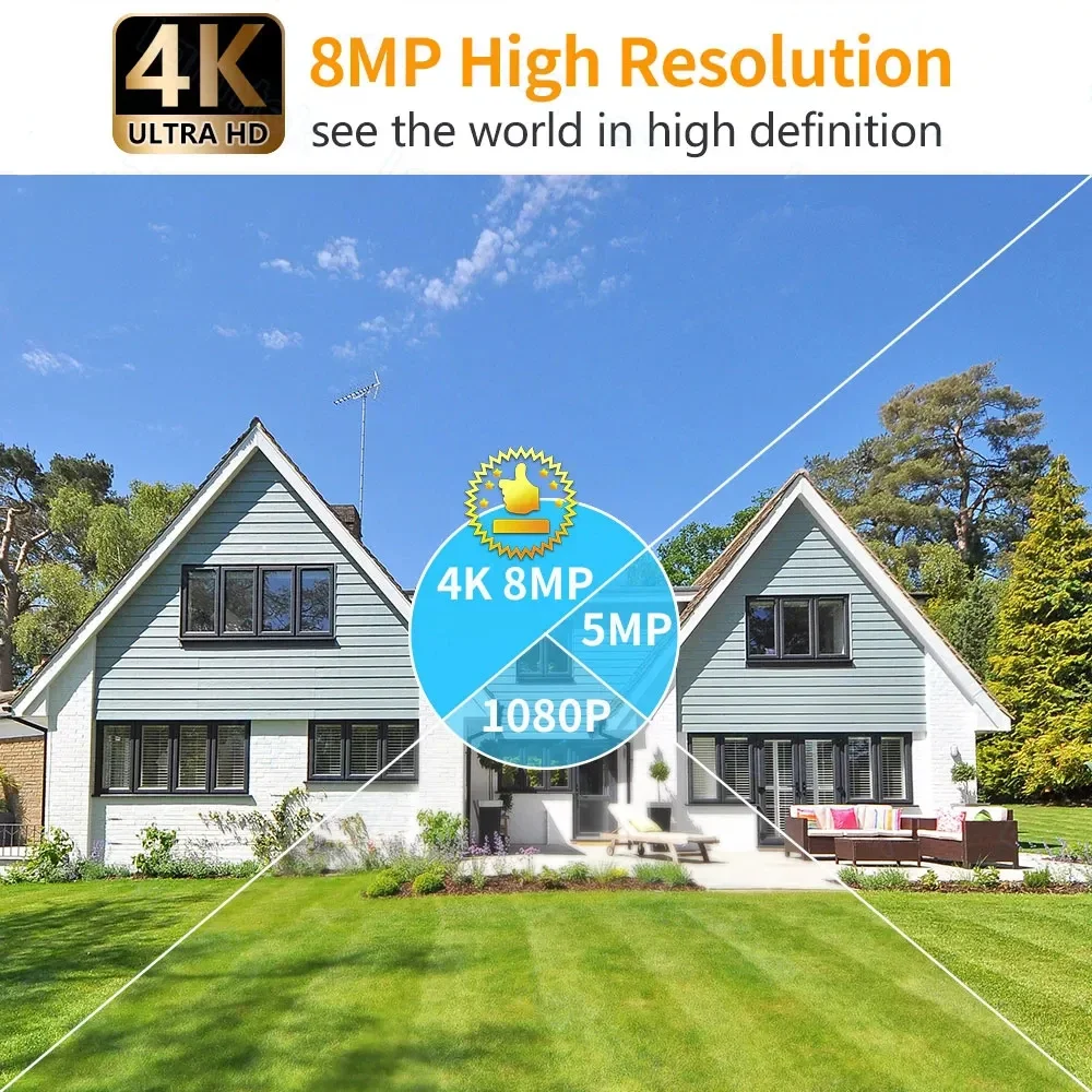 HONTUSEC CareCam 4K 8MP PTZ Camera 5MP Human Detection Two Way Audio Color Night Vision Auto Tracking Wifi Surveillance Cameras